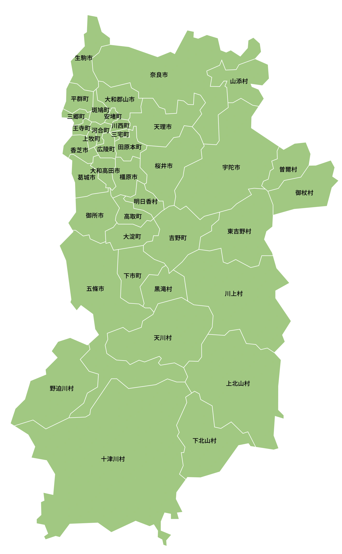 奈良県の地図